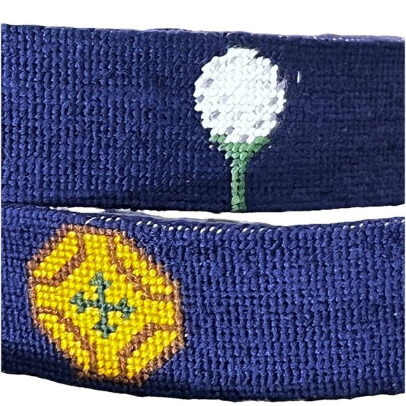 Smathers & Branson Golf Clubs Needlepoint Belt 38 Hand-Stitched Leather NWT - Picture 7 of 16